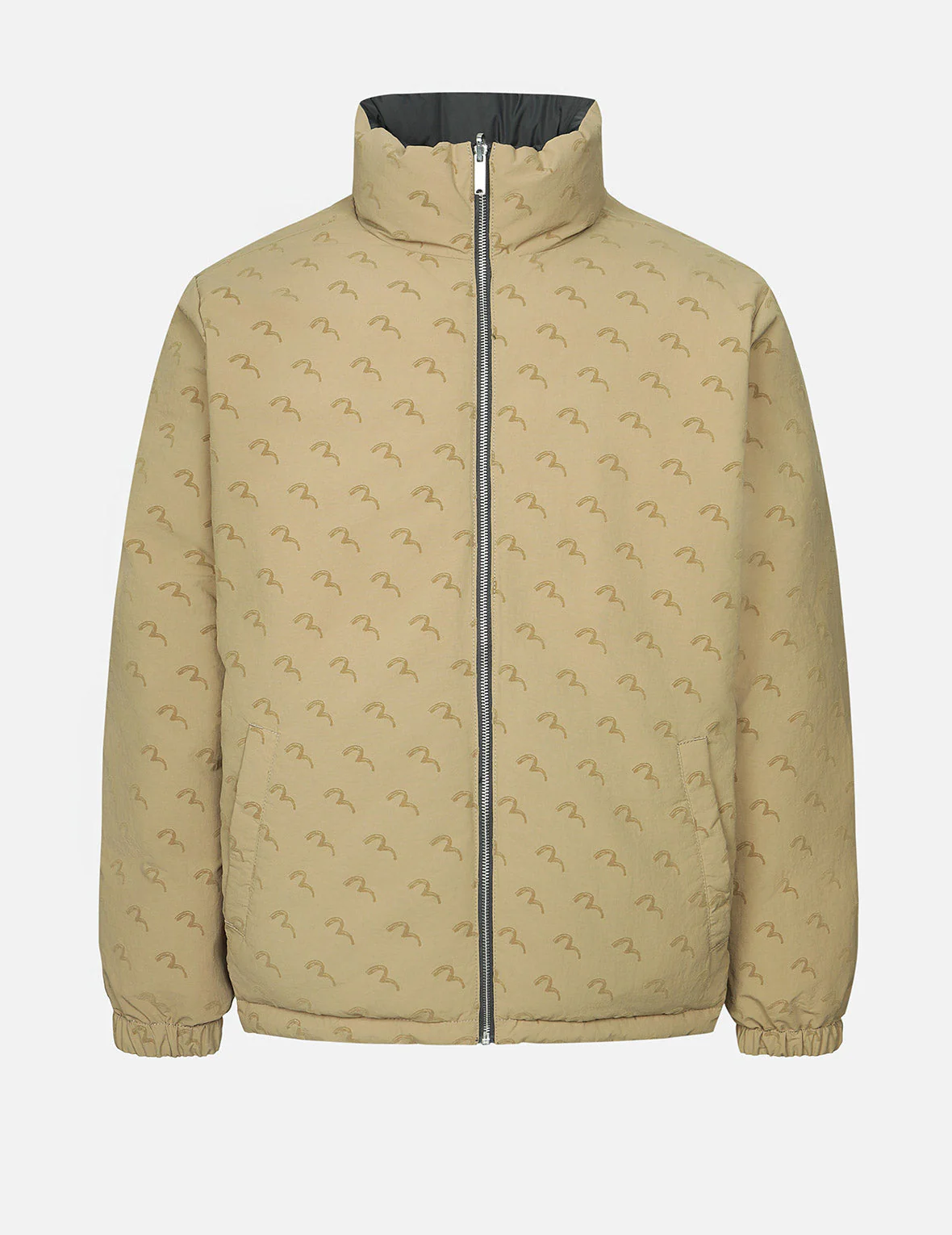 Seagull Print Loose Fit Reversible Down Jacket - Image 7