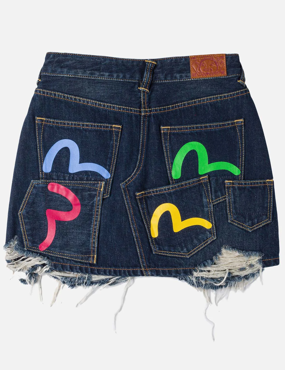 Seagull Print Multi-Pocket Denim Skirt - Image 3