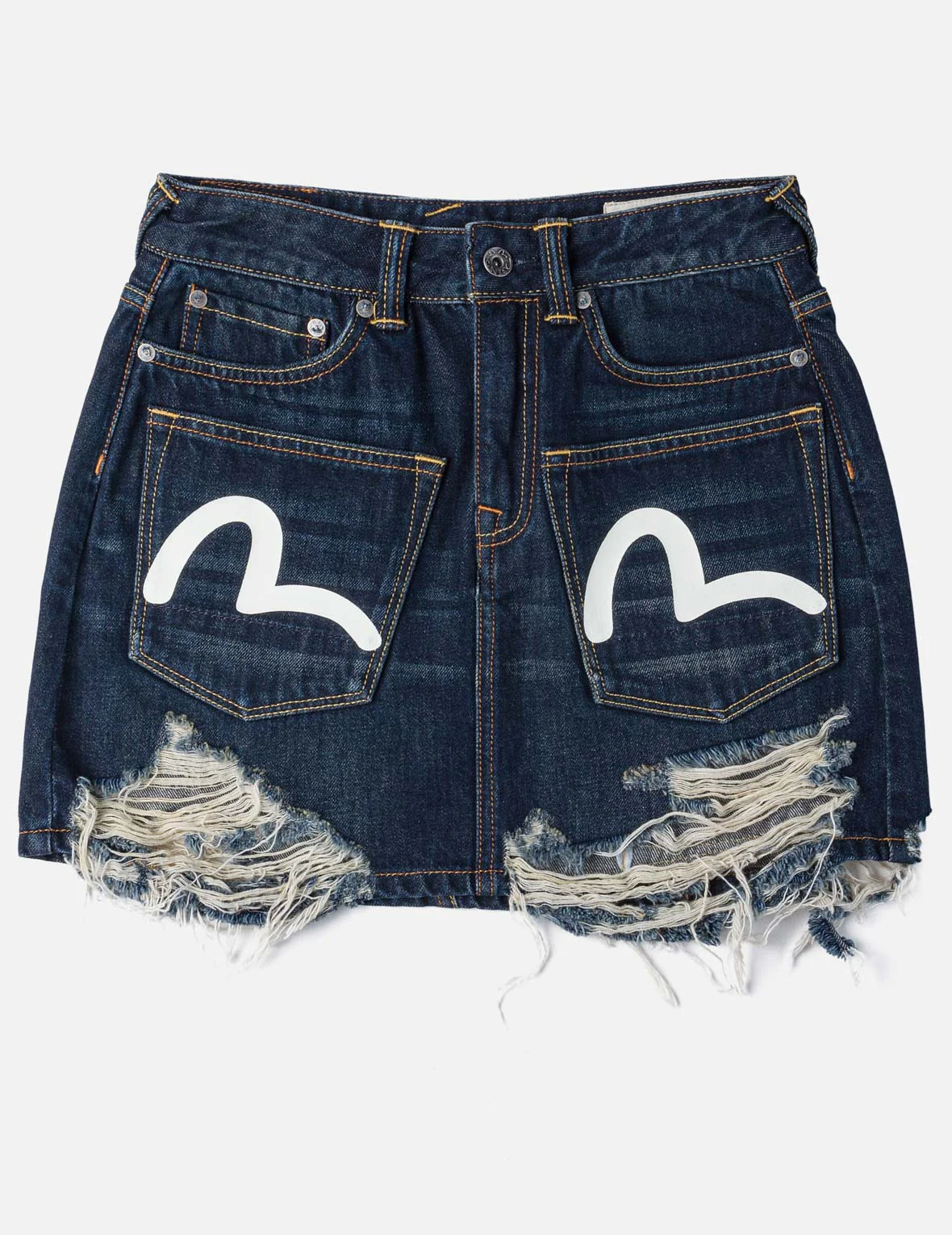 Seagull Print Multi-Pocket Denim Skirt - Image 4