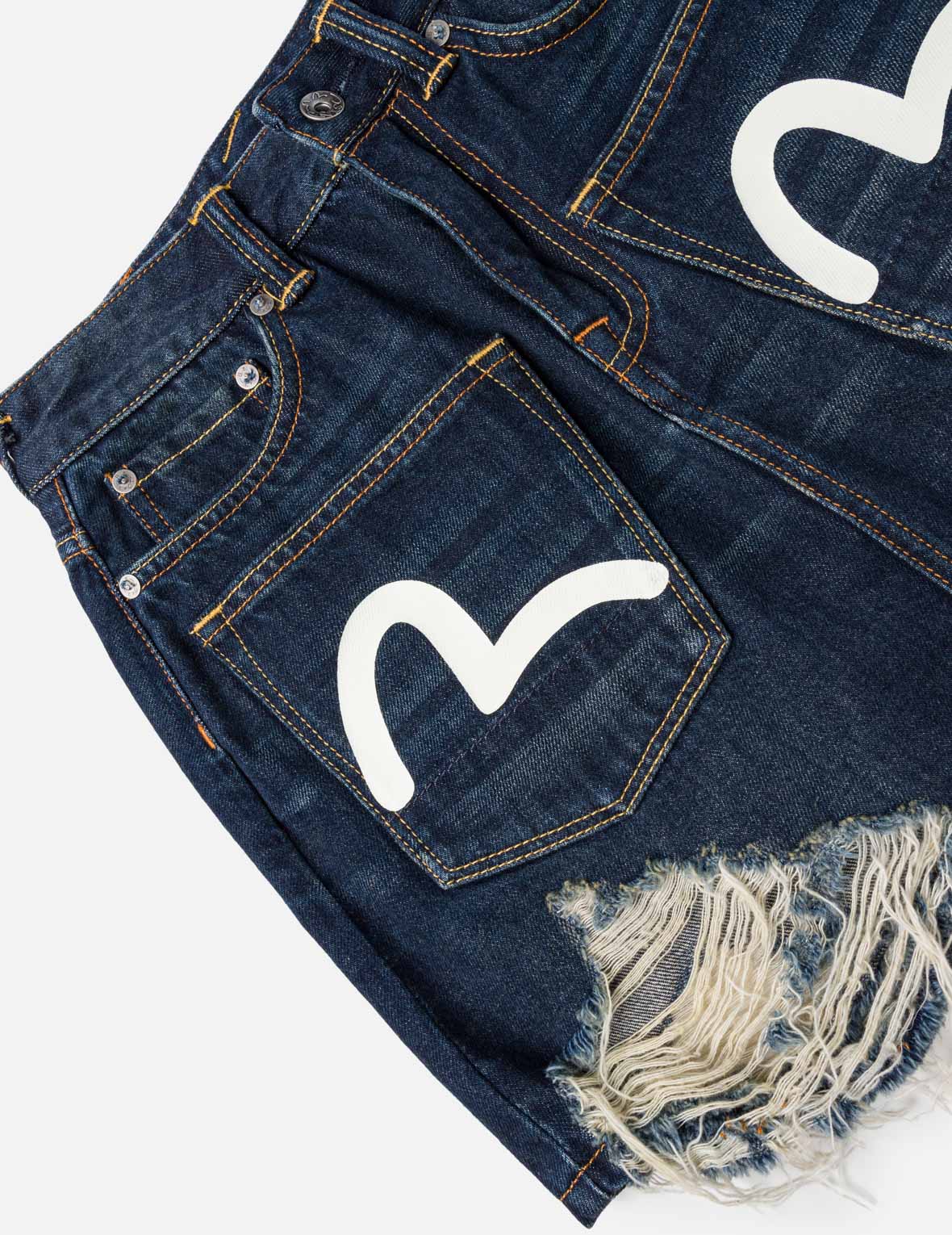 Seagull Print Multi-Pocket Denim Skirt - Image 9