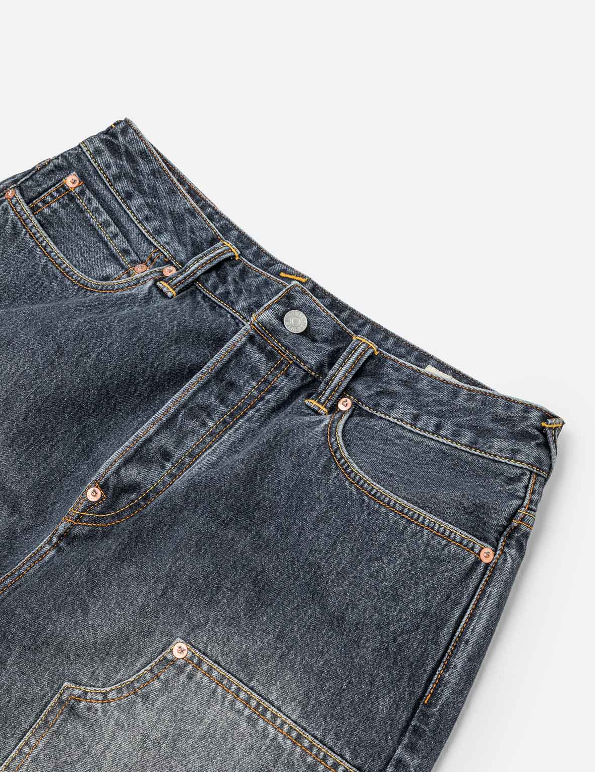 Seagull Print Pockets Oversized Worker Denim Shorts - Image 10