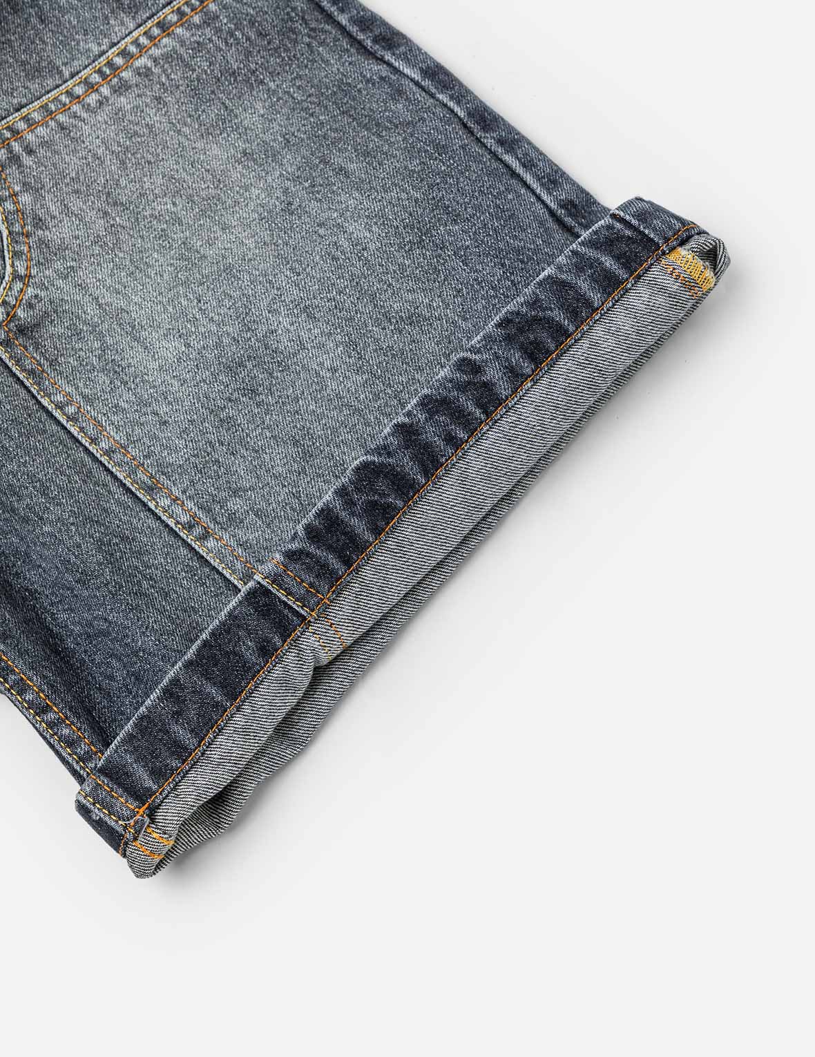 Seagull Print Pockets Oversized Worker Denim Shorts - Image 14
