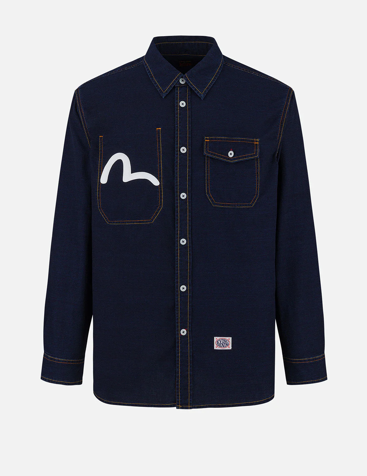 Seagull Print Regular Fit Denim Shirt