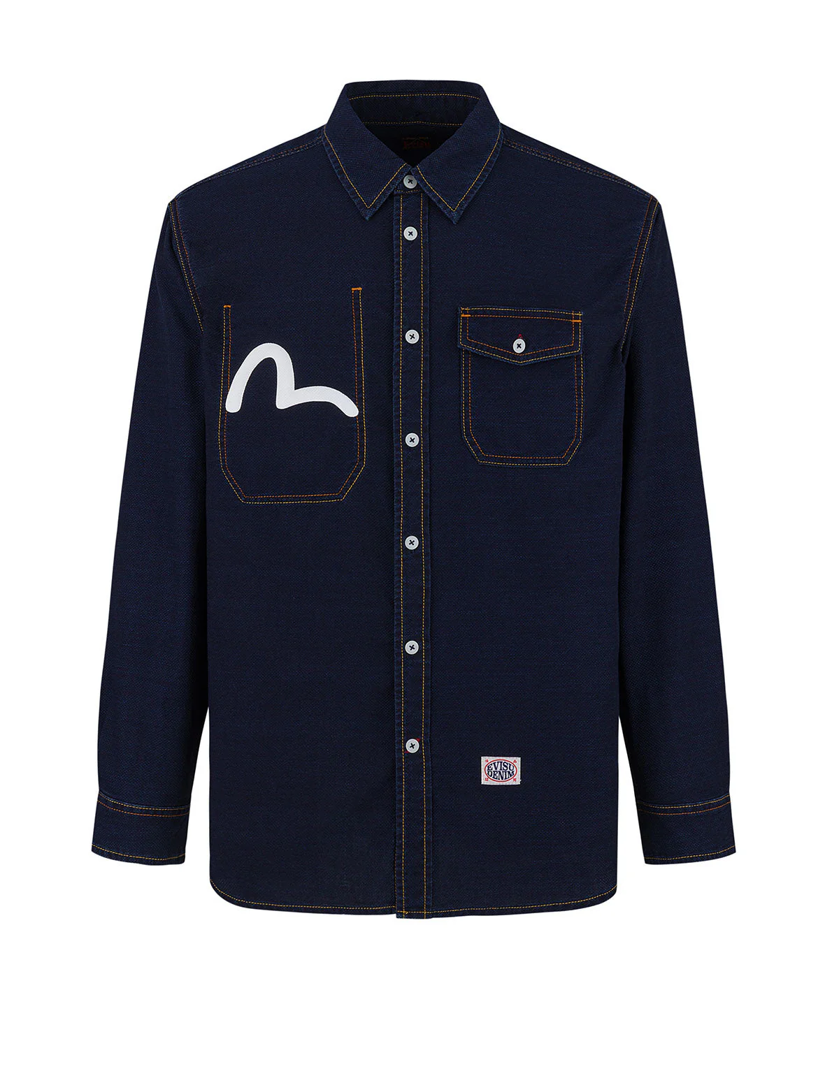 Seagull Print Regular Fit Denim Shirt - Image 11