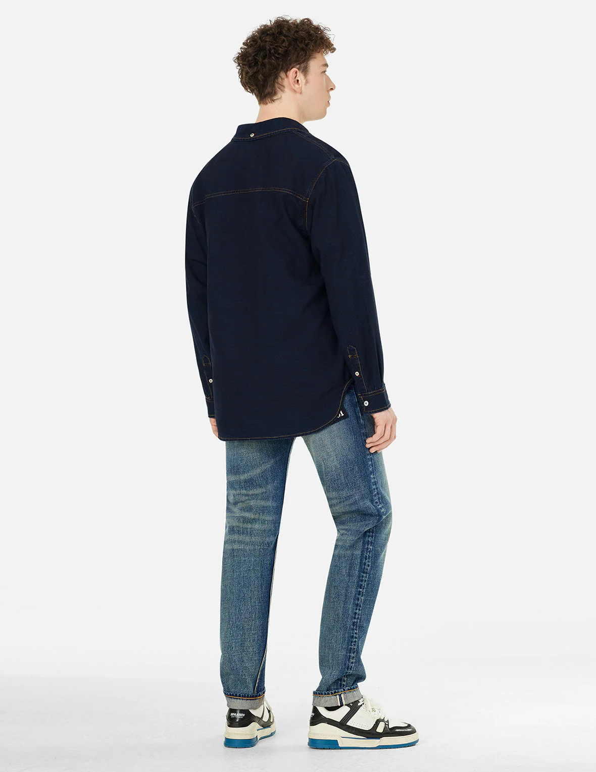 Seagull Print Regular Fit Denim Shirt - Image 4