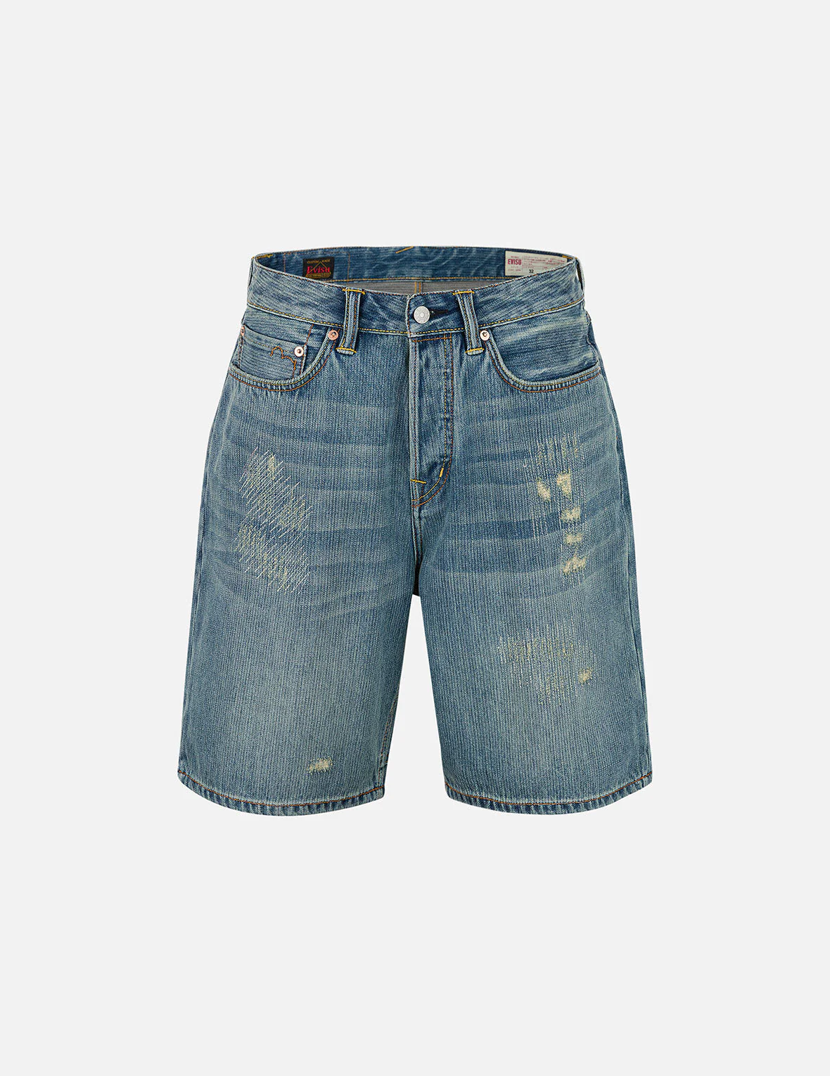 Seagull Print Regular Fit Denim Shorts - Image 2