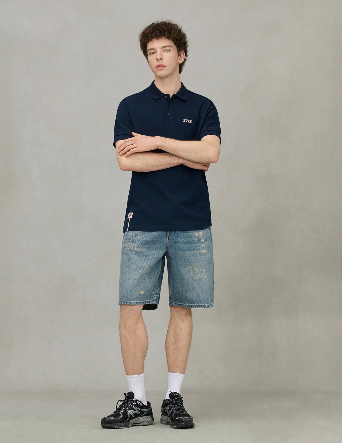 Seagull Print Regular Fit Denim Shorts - Image 3