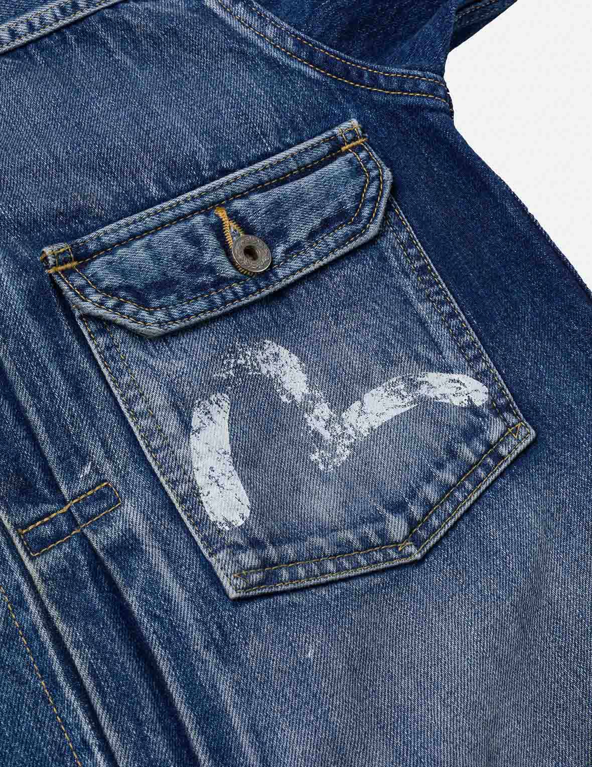 Seagull Print Regular Fit Denim Trucker Jacket - Image 16