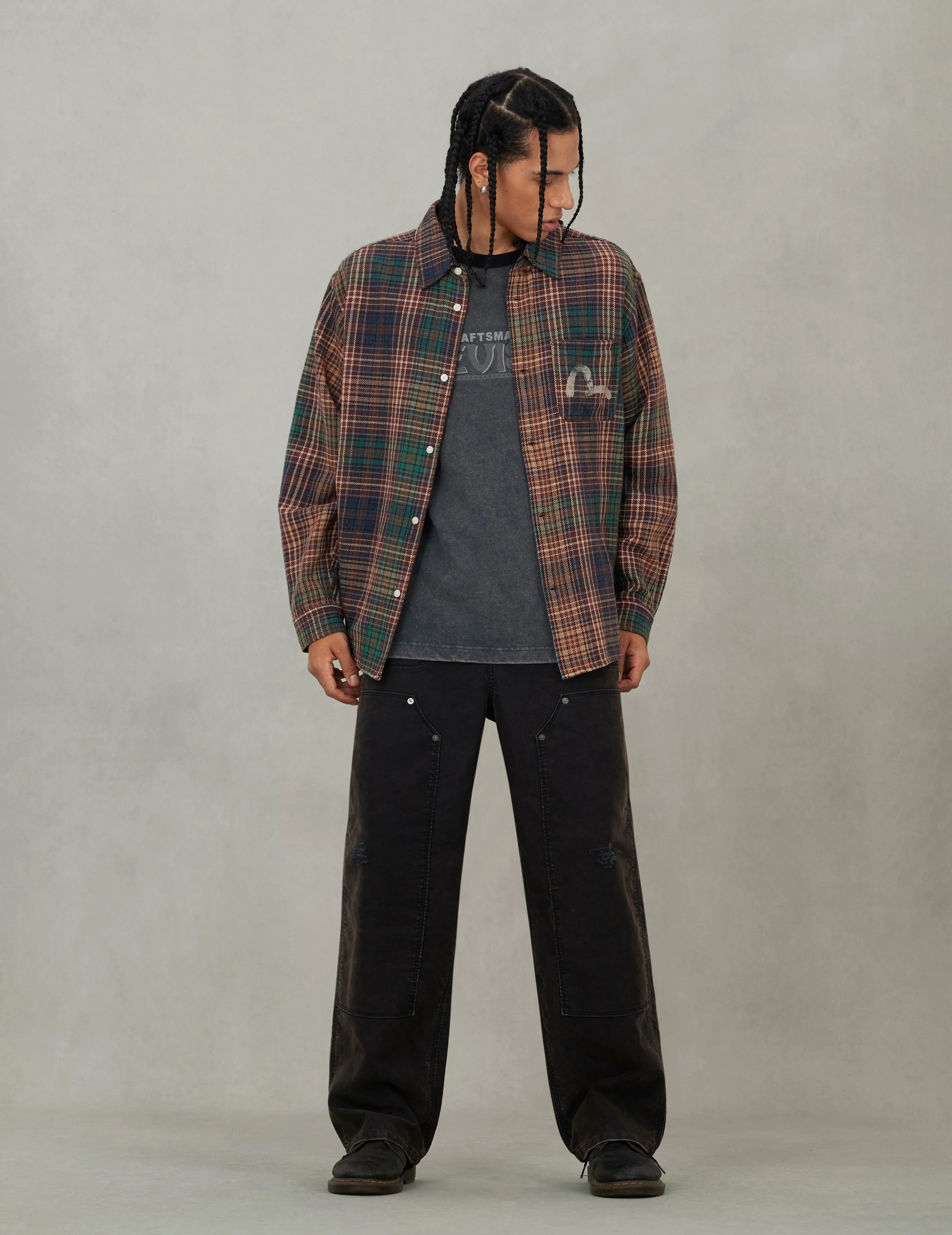 Seagull Print Regular Fit Flannel Check Shirt - Image 10