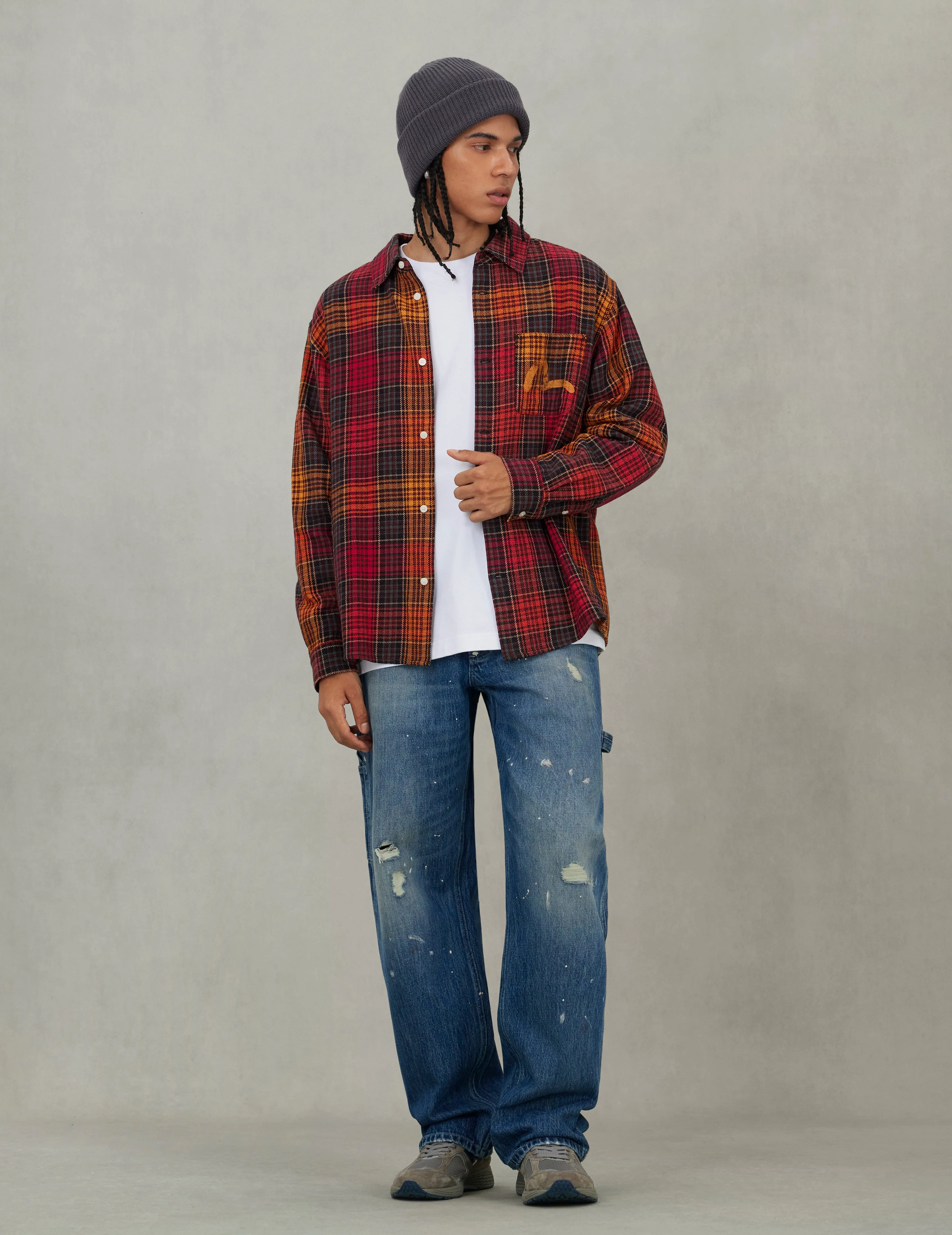 Seagull Print Regular Fit Flannel Check Shirt - Image 9