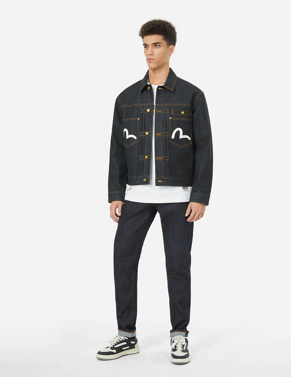Seagull Print Relax Fit Denim Jacket - Image 3
