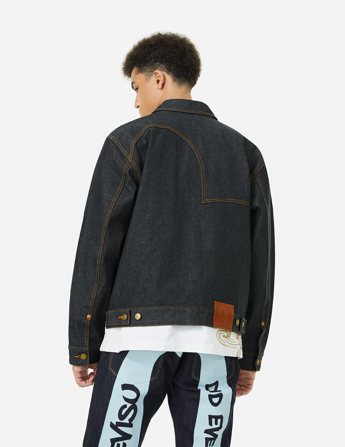 Seagull Print Relax Fit Denim Jacket - Image 6