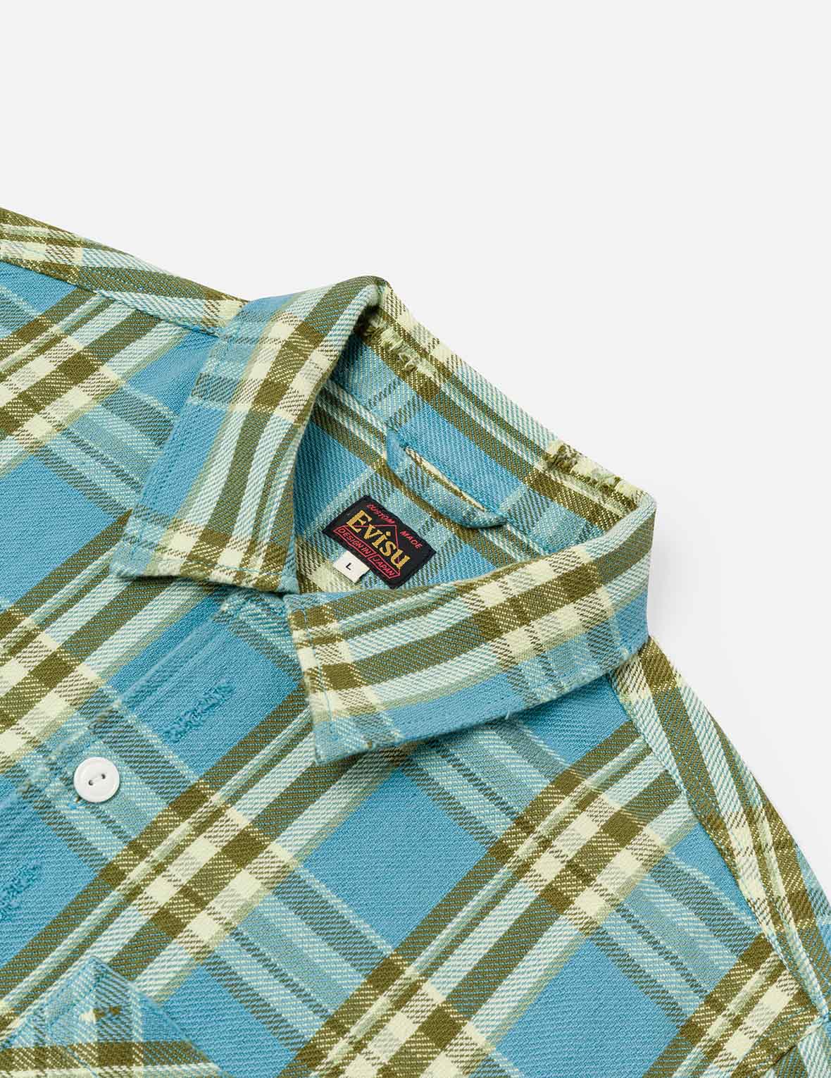 Seagull Print Relax Fit Plaid Flannel Shirt - Image 10