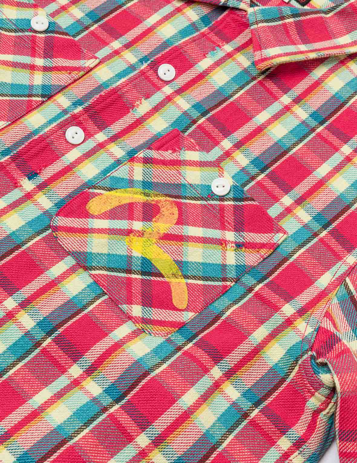 Seagull Print Relax Fit Plaid Flannel Shirt - Image 11