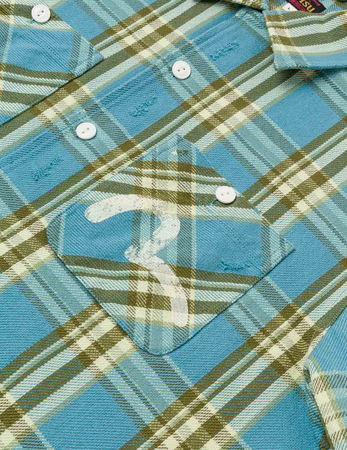 Seagull Print Relax Fit Plaid Flannel Shirt - Image 12