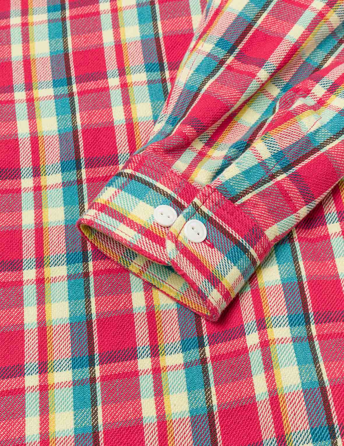 Seagull Print Relax Fit Plaid Flannel Shirt - Image 13