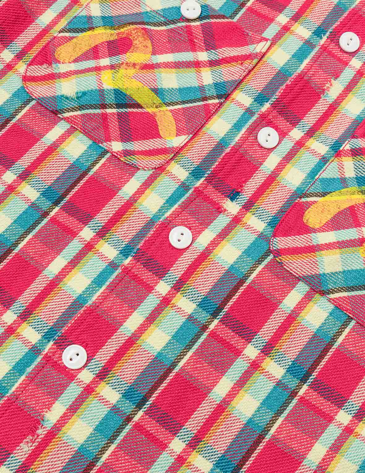 Seagull Print Relax Fit Plaid Flannel Shirt - Image 7