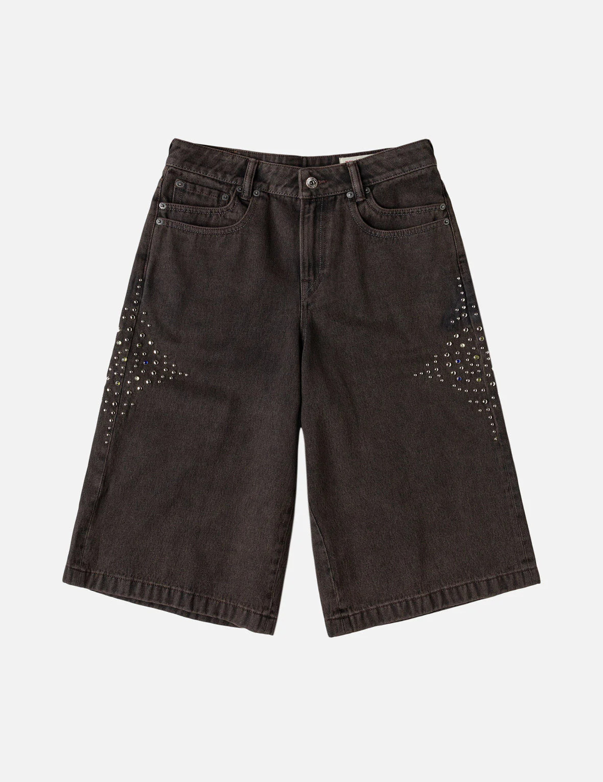 Graphic Rhinestones Denim Shorts - Image 4