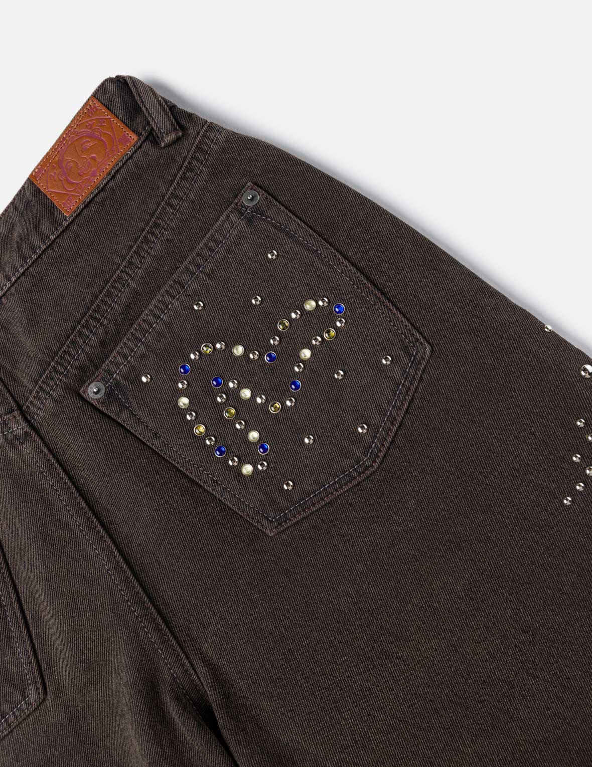 Graphic Rhinestones Denim Shorts - Image 5