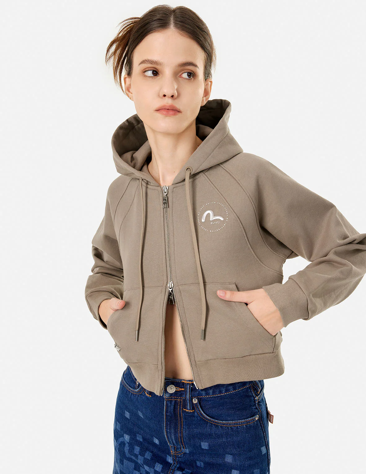 Segull Print Cropped Zip-Up Sweatshirt - Image 5