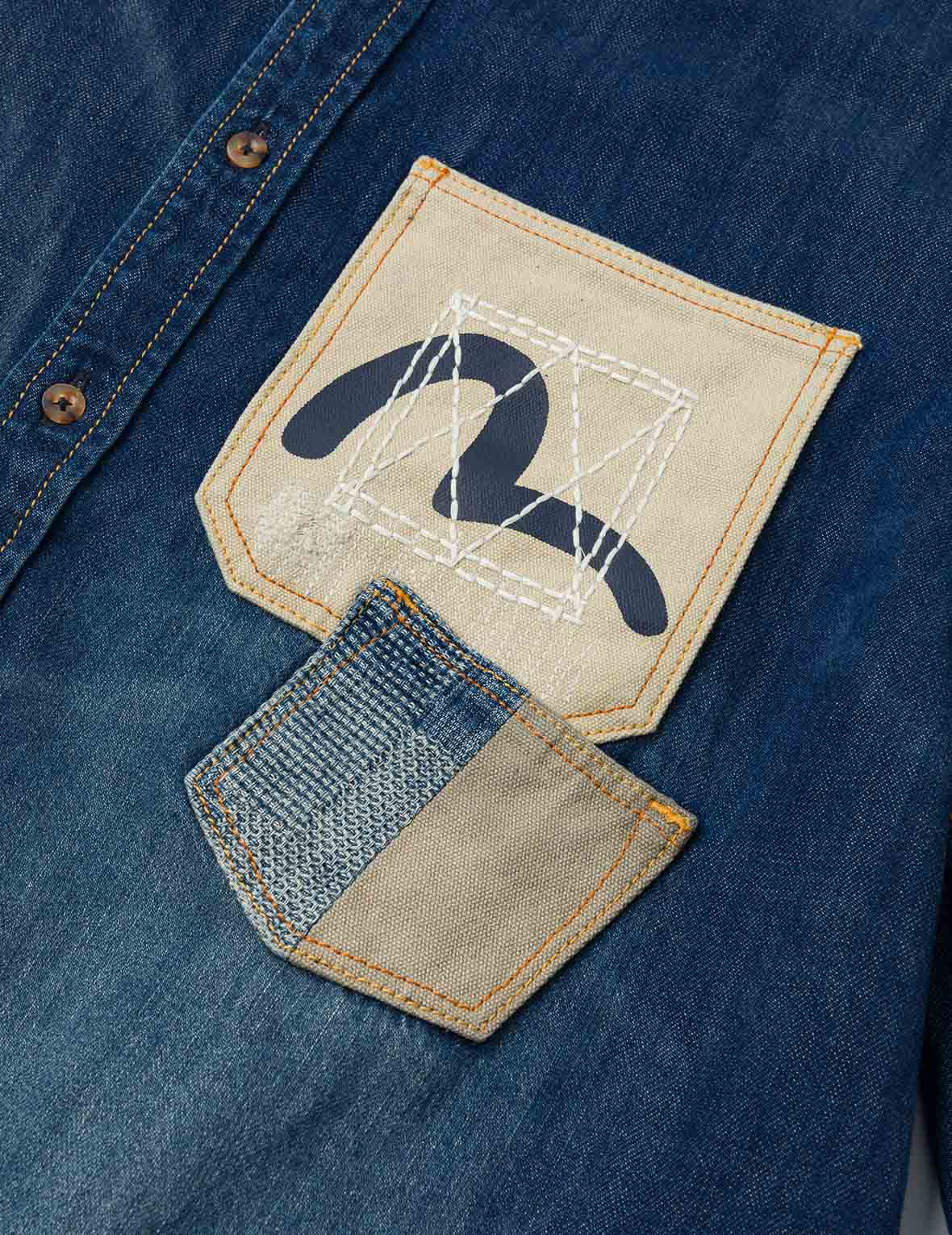 Shshiko Kamon Relax Fit Denim Shirt - Image 9