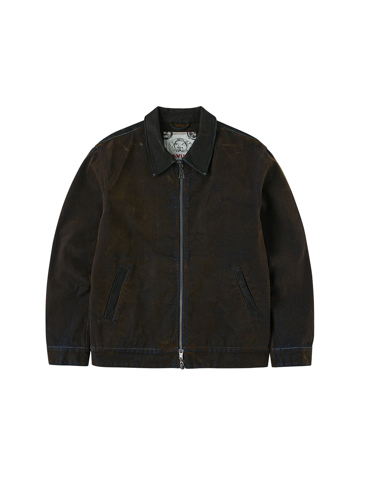 Skull and Logo Embroidery Fashion Fit Heavy Washed Denim Jacket - Image 15