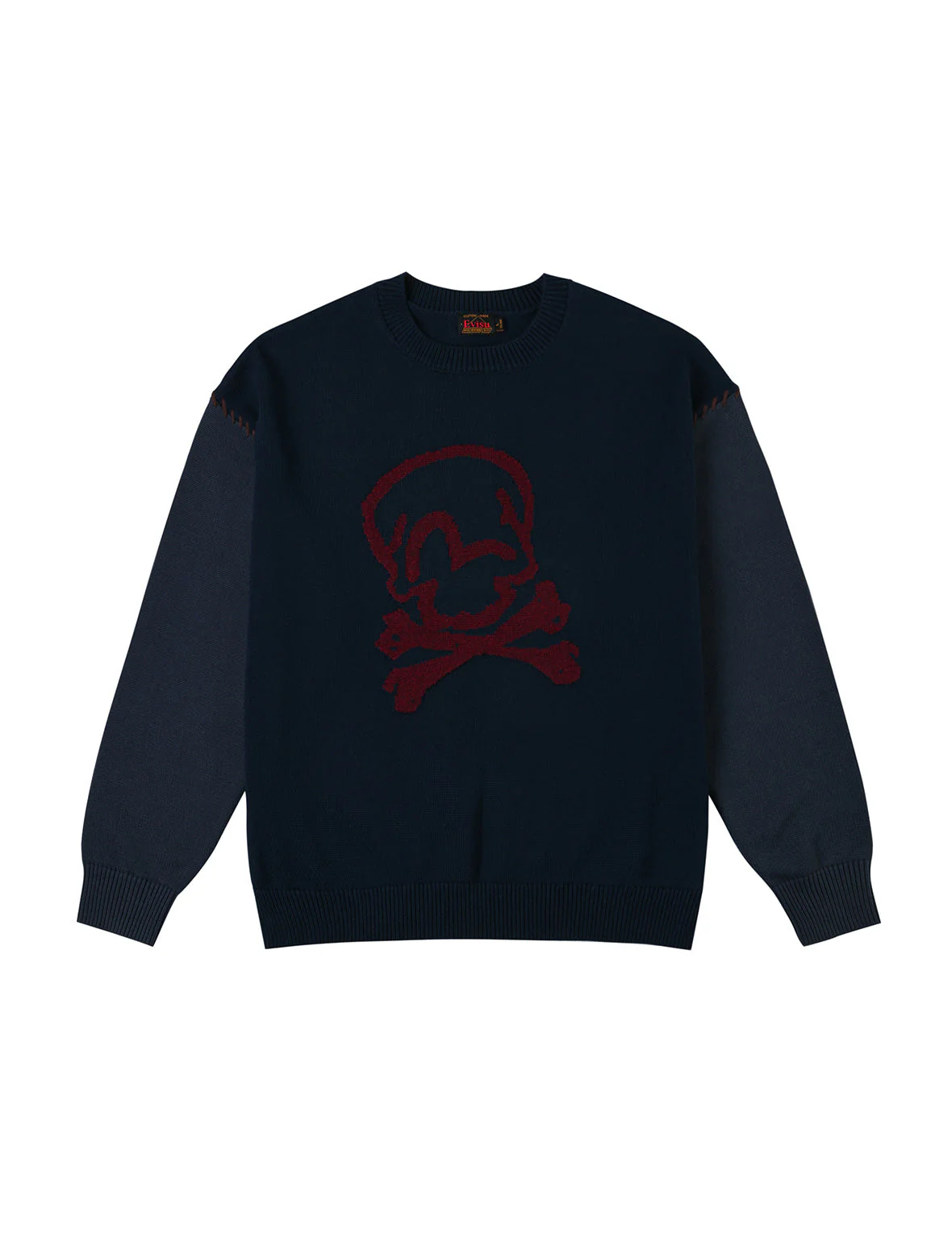 Skull and Seagull Jacquard Oversized Color-Blocking Knit Sweater - Image 11