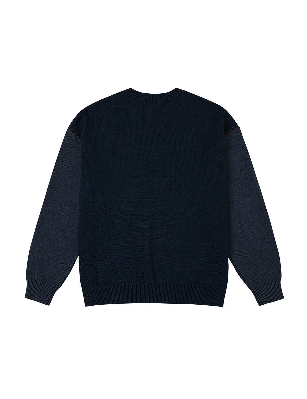 Skull and Seagull Jacquard Oversized Color-Blocking Knit Sweater - Image 2