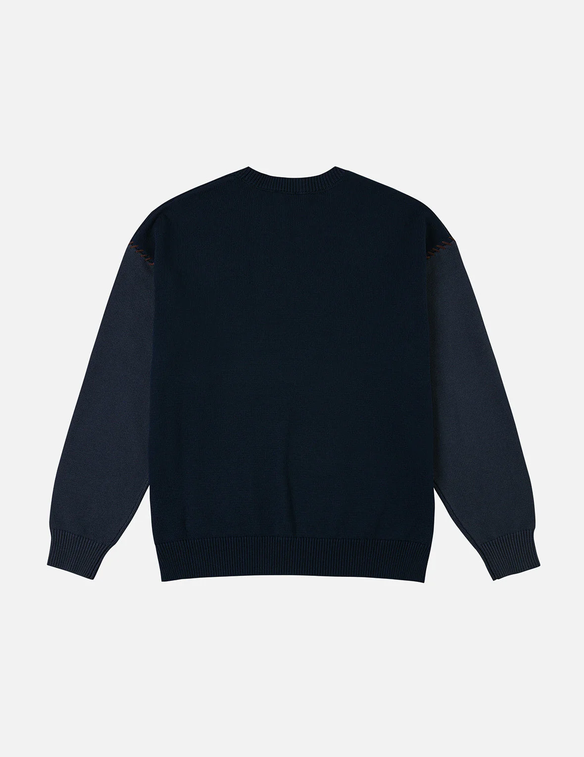 Skull and Seagull Jacquard Oversized Color-Blocking Knit Sweater - Image 4