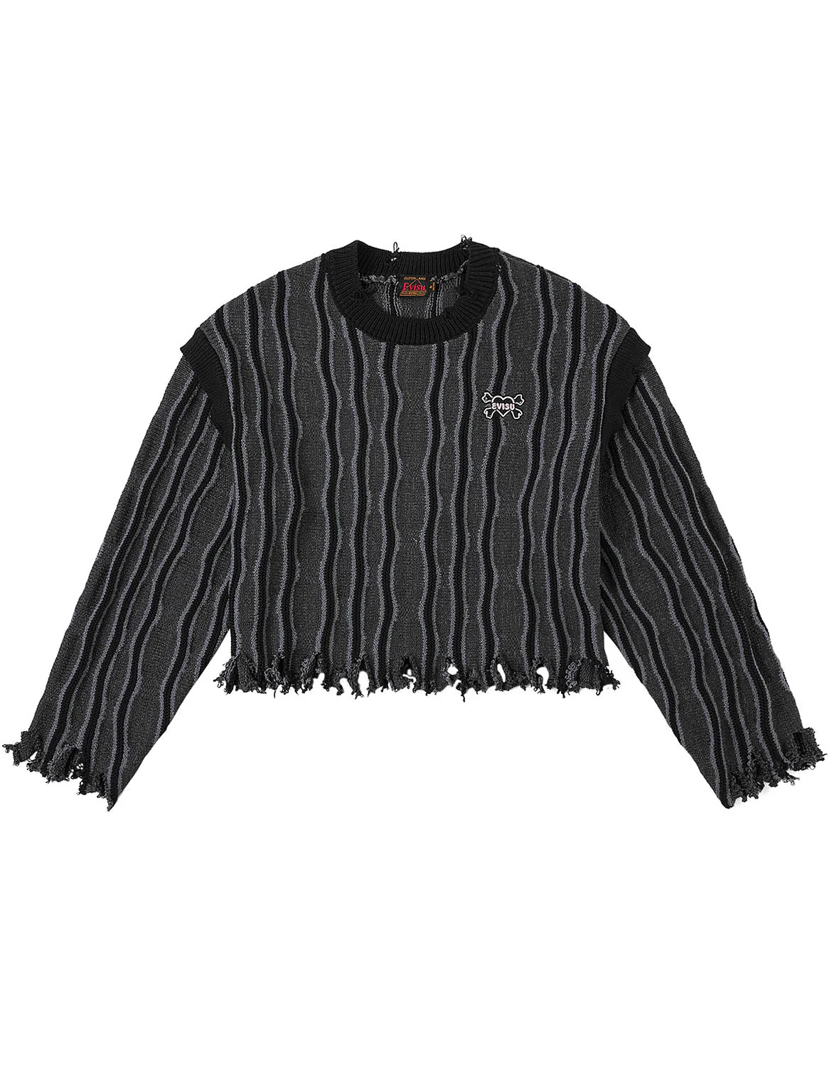 Skull Heart Appliqué Embroidery Fashion Fit Knitted Sweatshirt