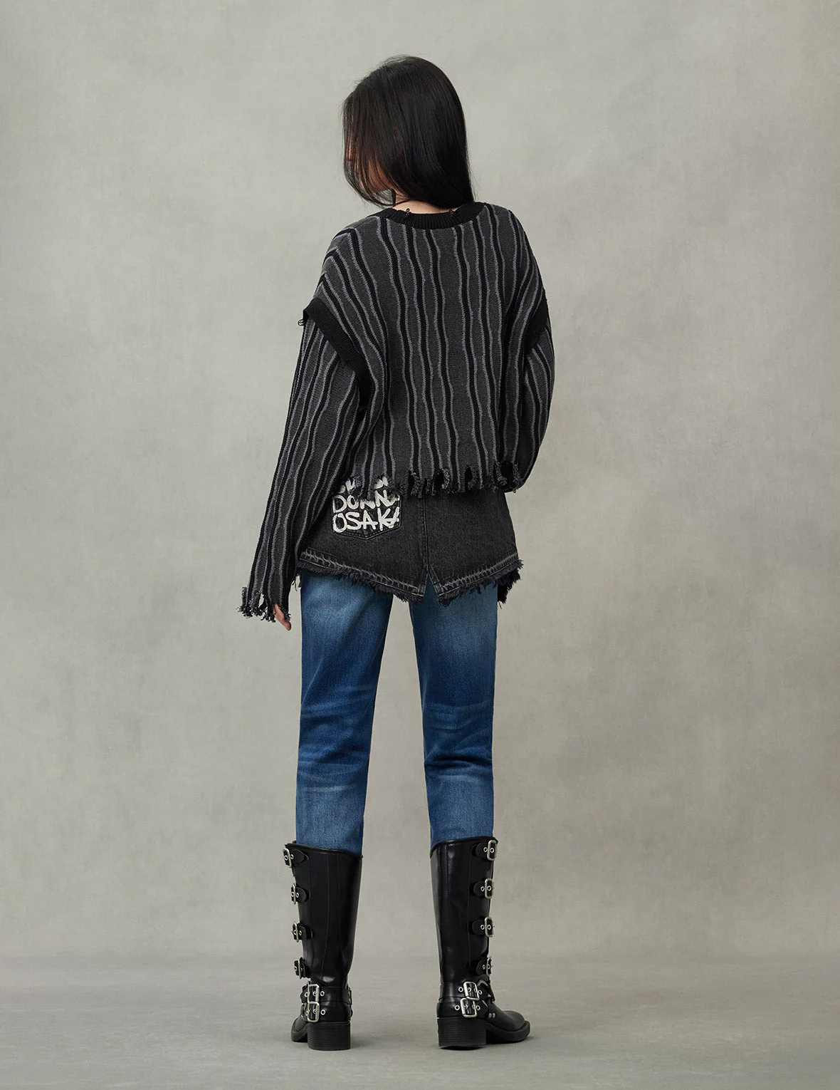 Skull Heart Appliqué Embroidery Fashion Fit Knitted Sweatshirt - Image 6