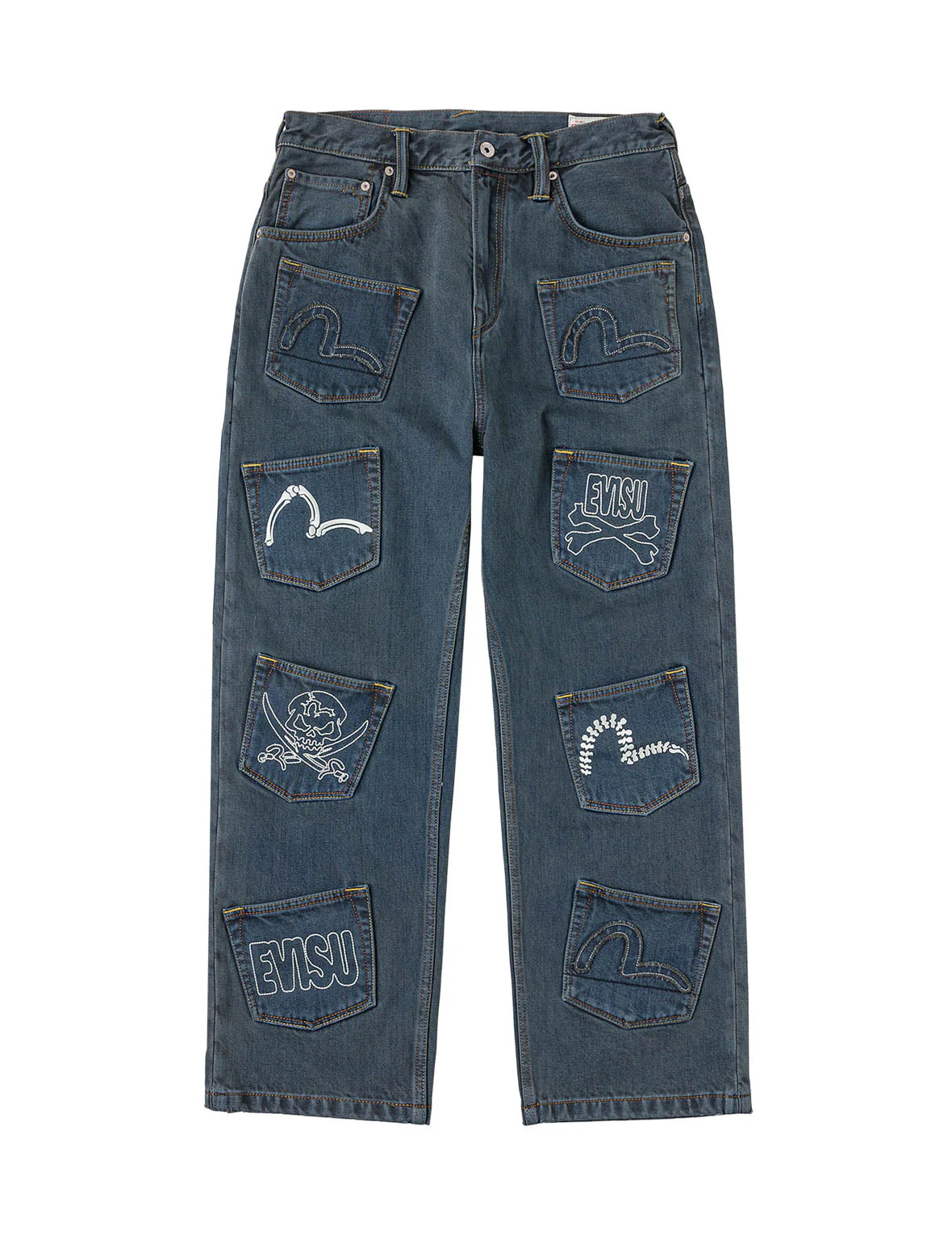 Skull Multi-Pocket Denim Jeans - Image 31
