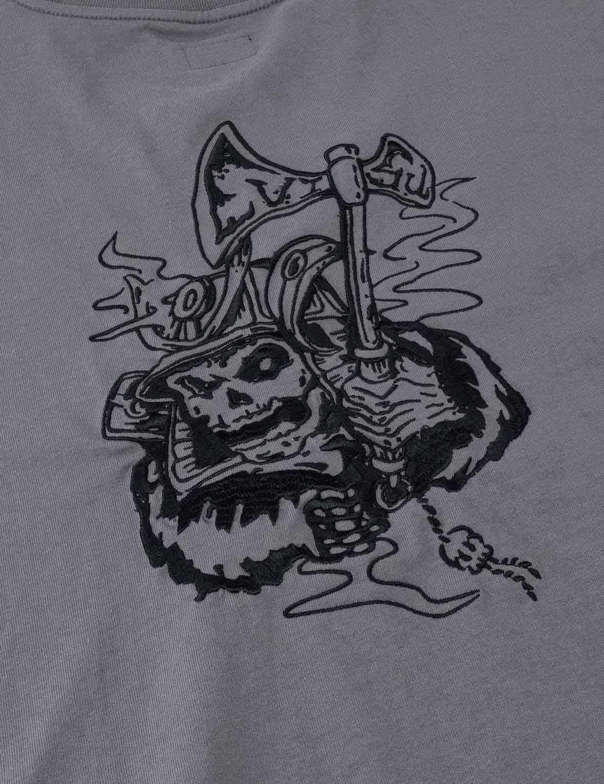 Skull Samurai Embroidery T-shirt - Image 13