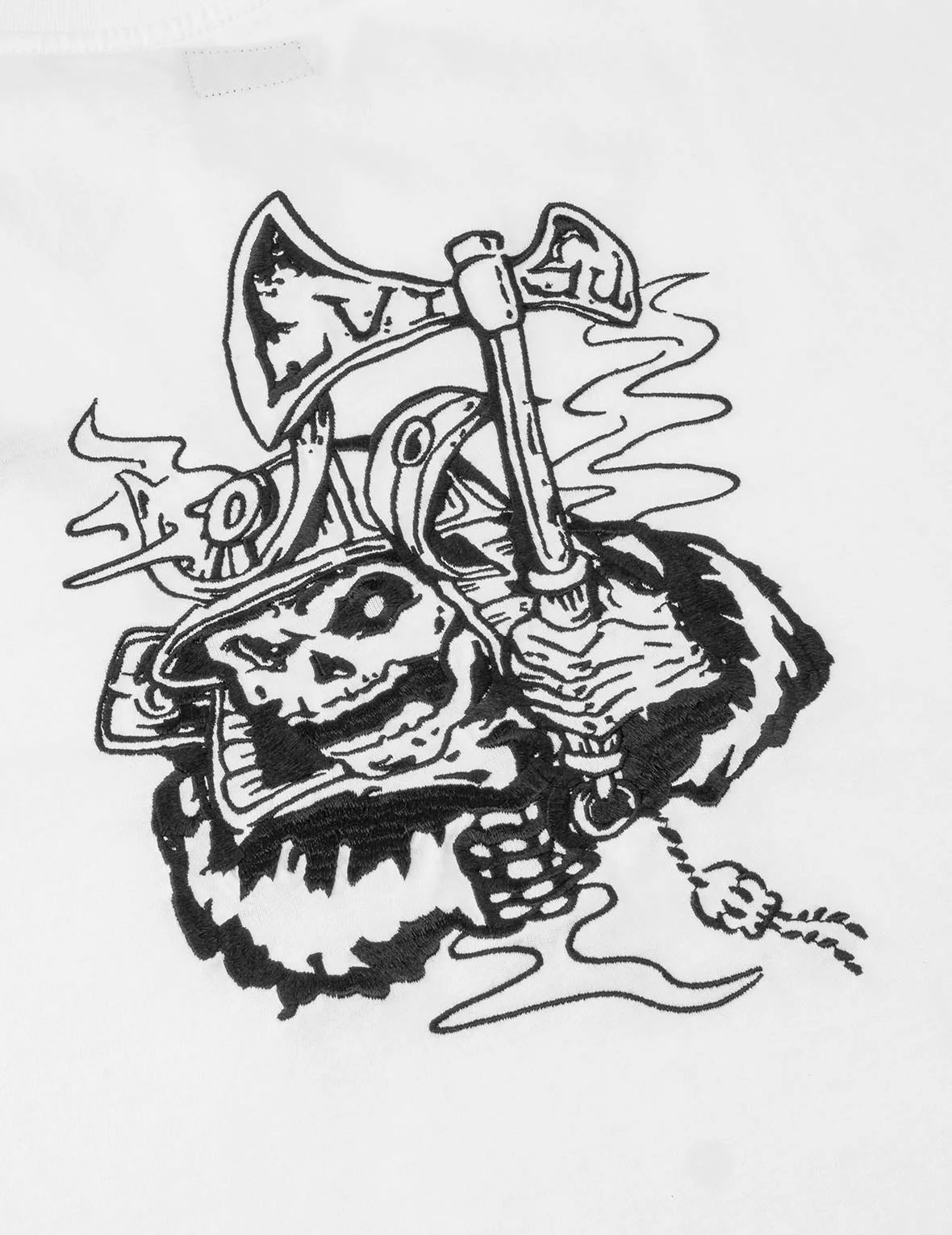 Skull Samurai Embroidery T-shirt - Image 14