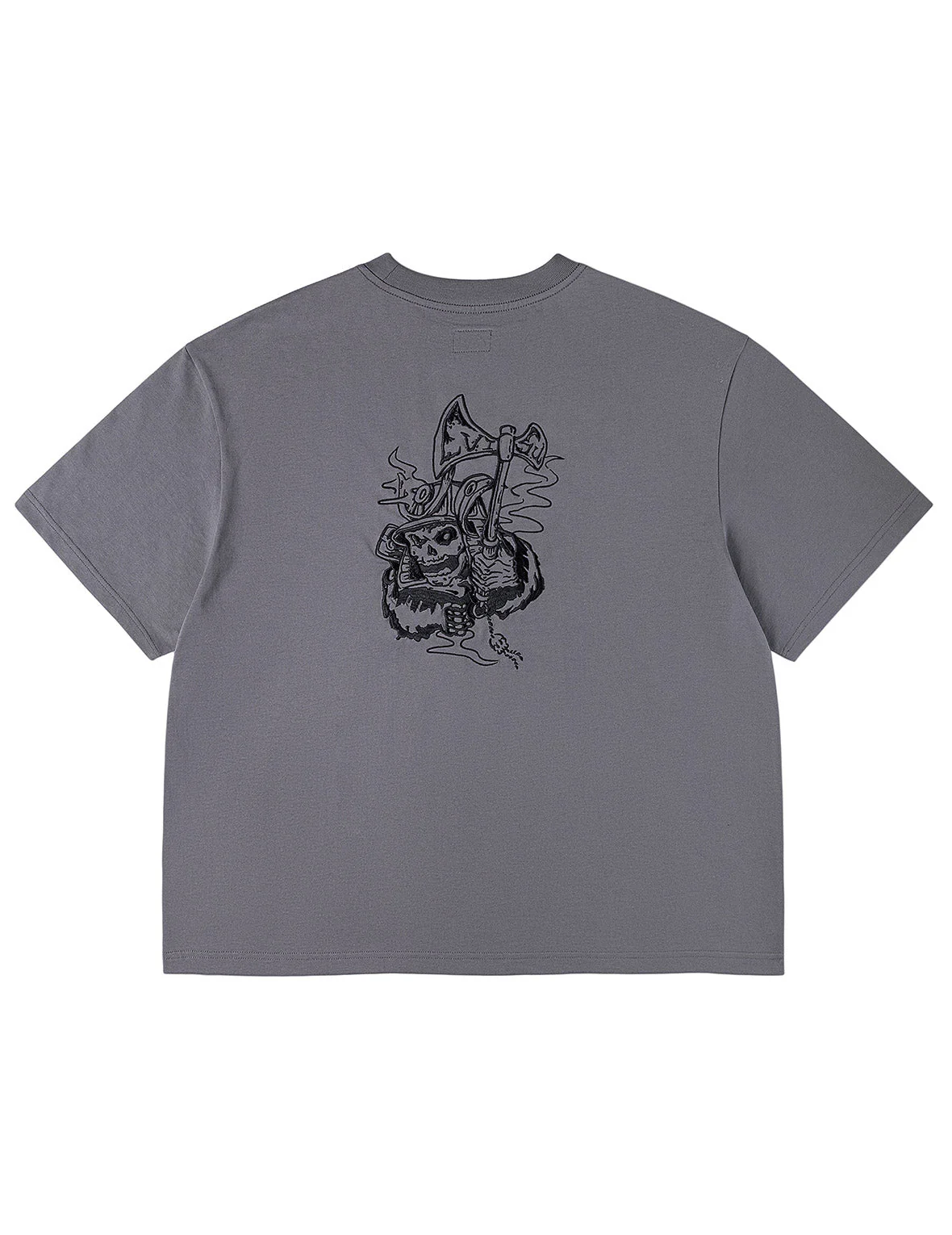 Skull Samurai Embroidery T-shirt - Image 21