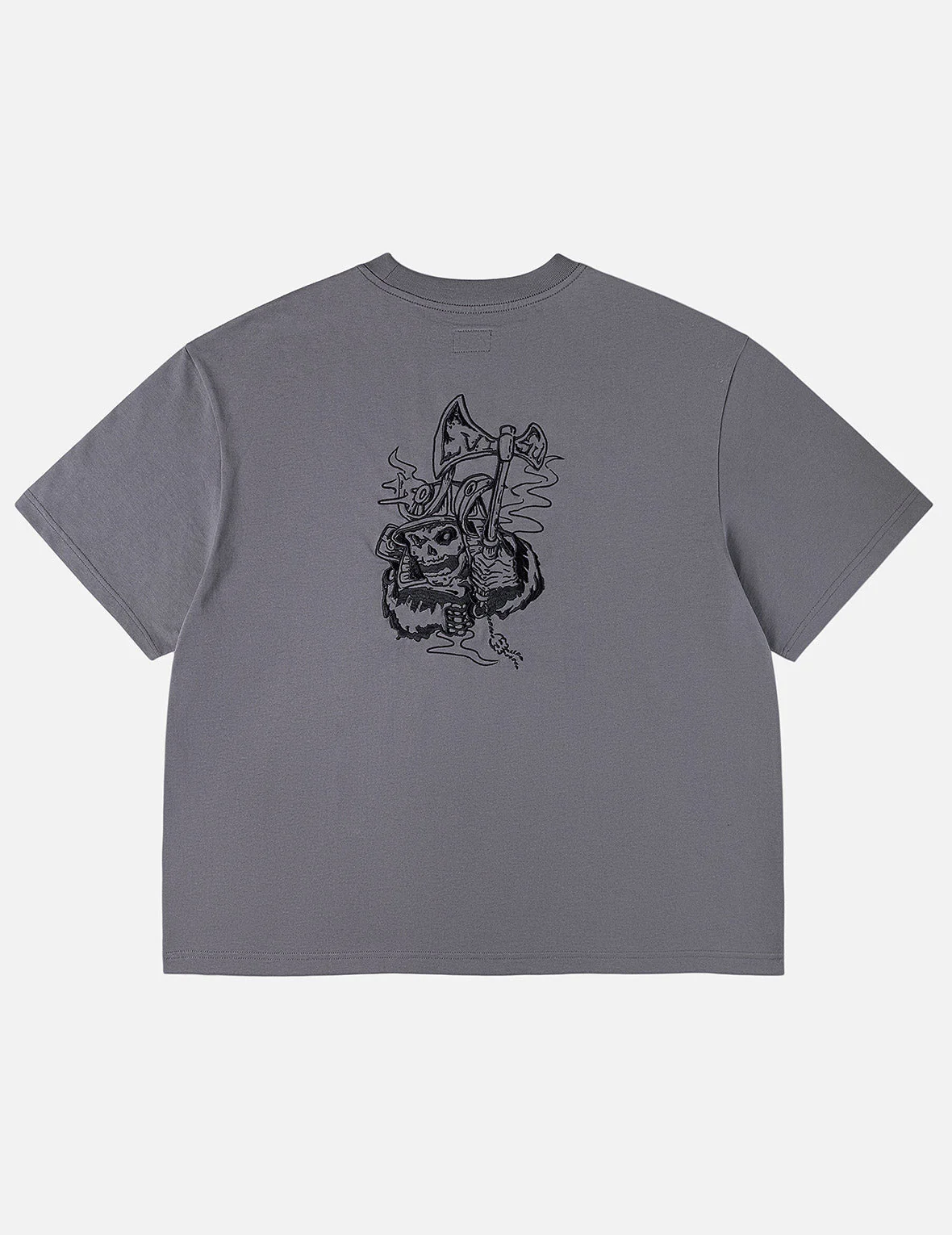 Skull Samurai Embroidery T-shirt - Image 5