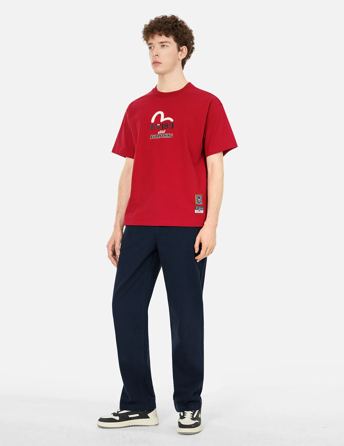 Slogan Appliqué Embroidery Straight Fit Worker Chino - Image 3