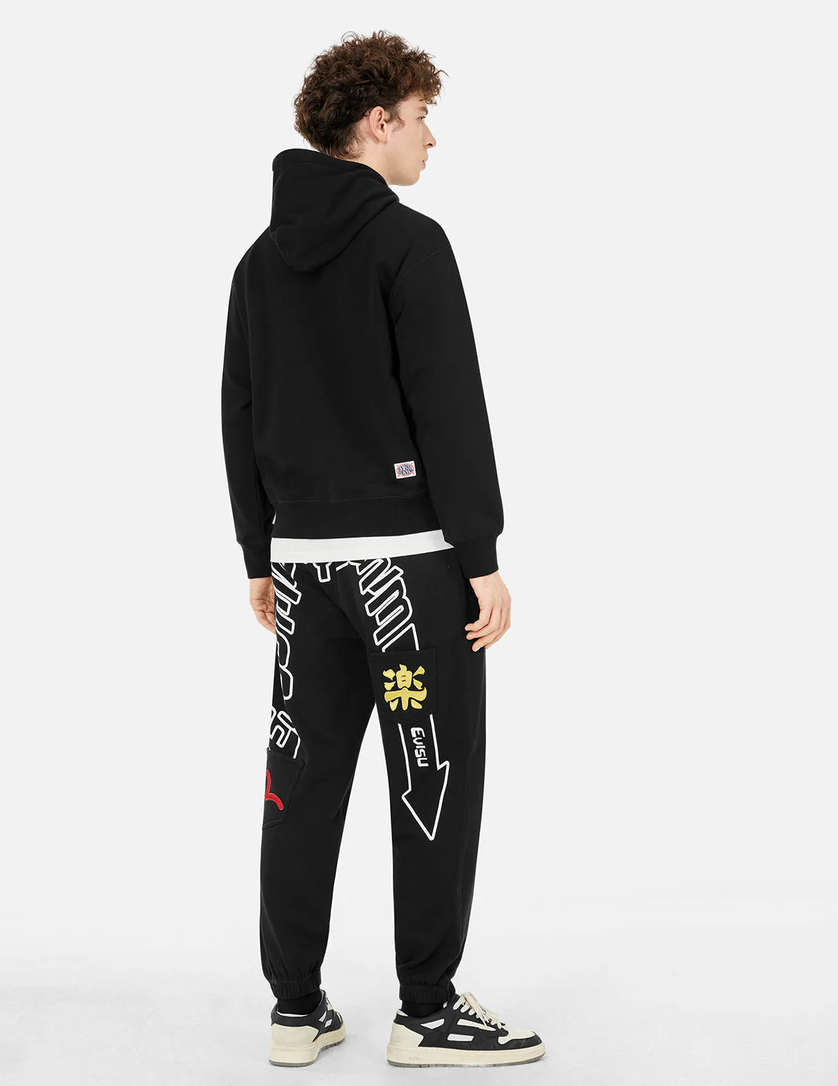 Slogan Daicock Print with Appliqué Pockets Loose Fit Sweatpants - Image 4