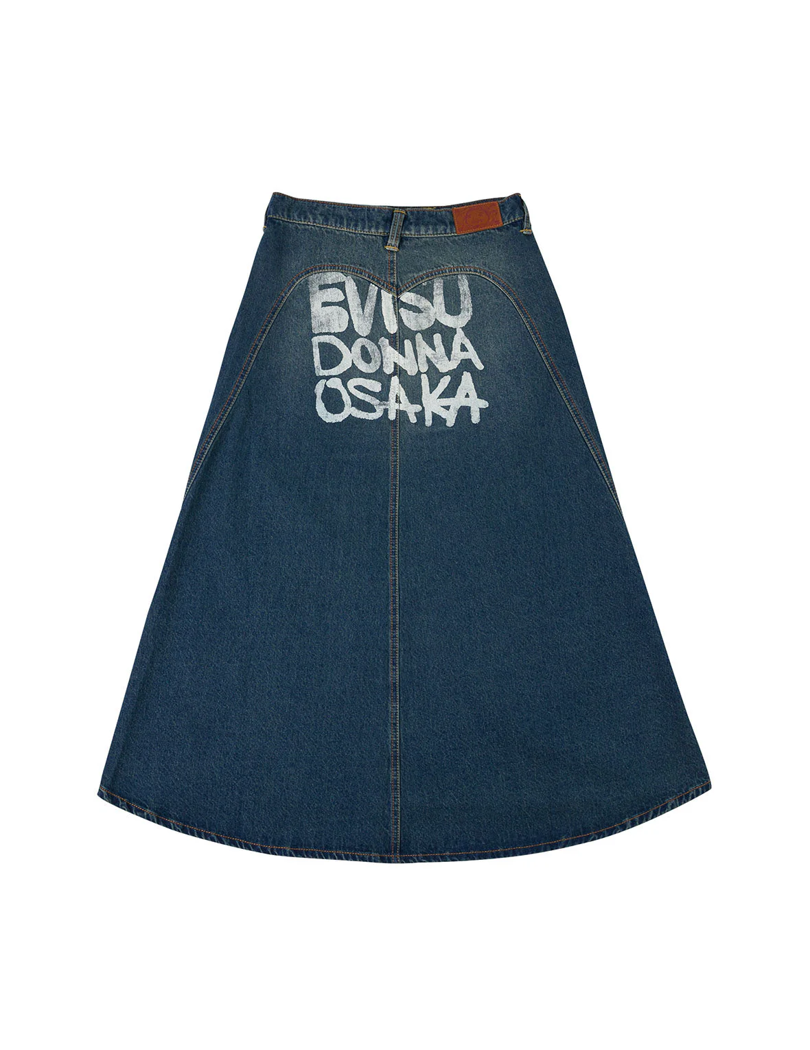 Slogan Print Fashion Fit Washed Denim A-line Skirt - Image 11