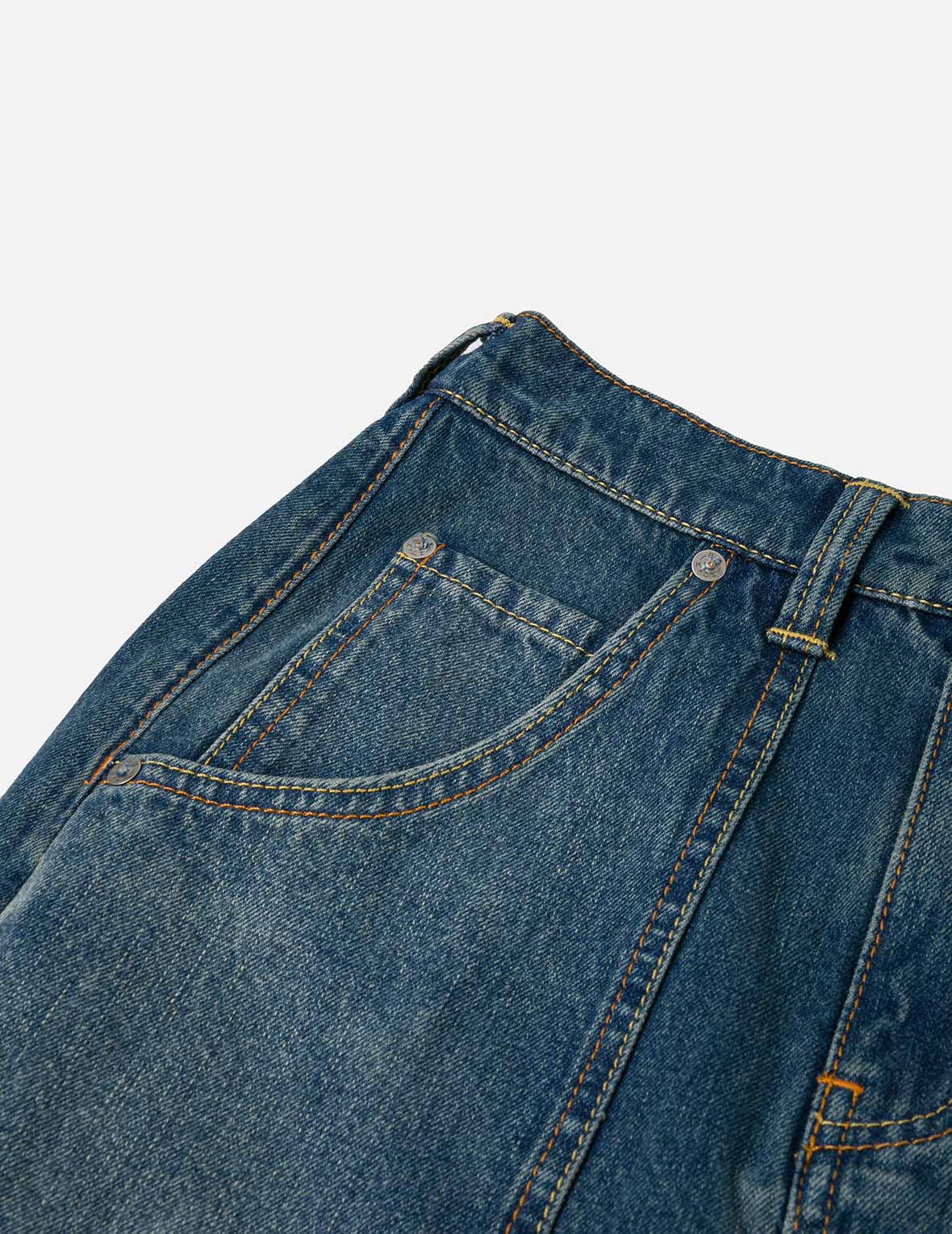 Slogan Print Fashion Fit Washed Denim A-line Skirt - Image 9