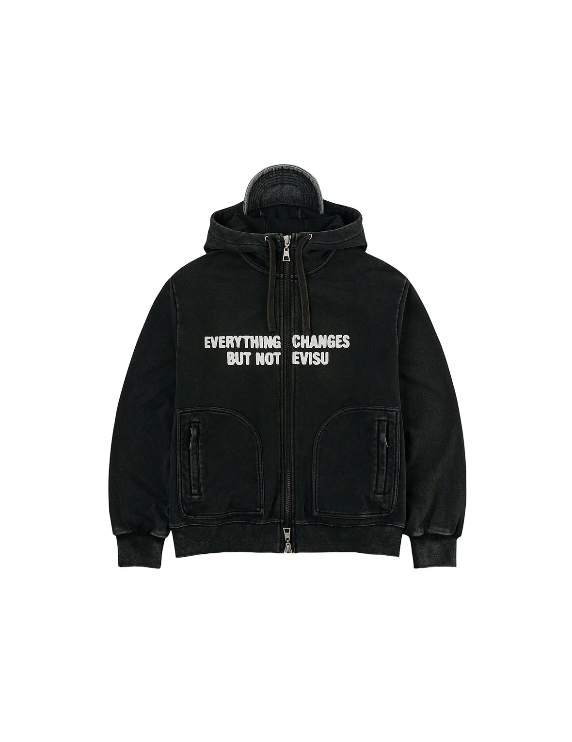 Slogan Print Oversized with Cap Hooded Jacket - Image 13
