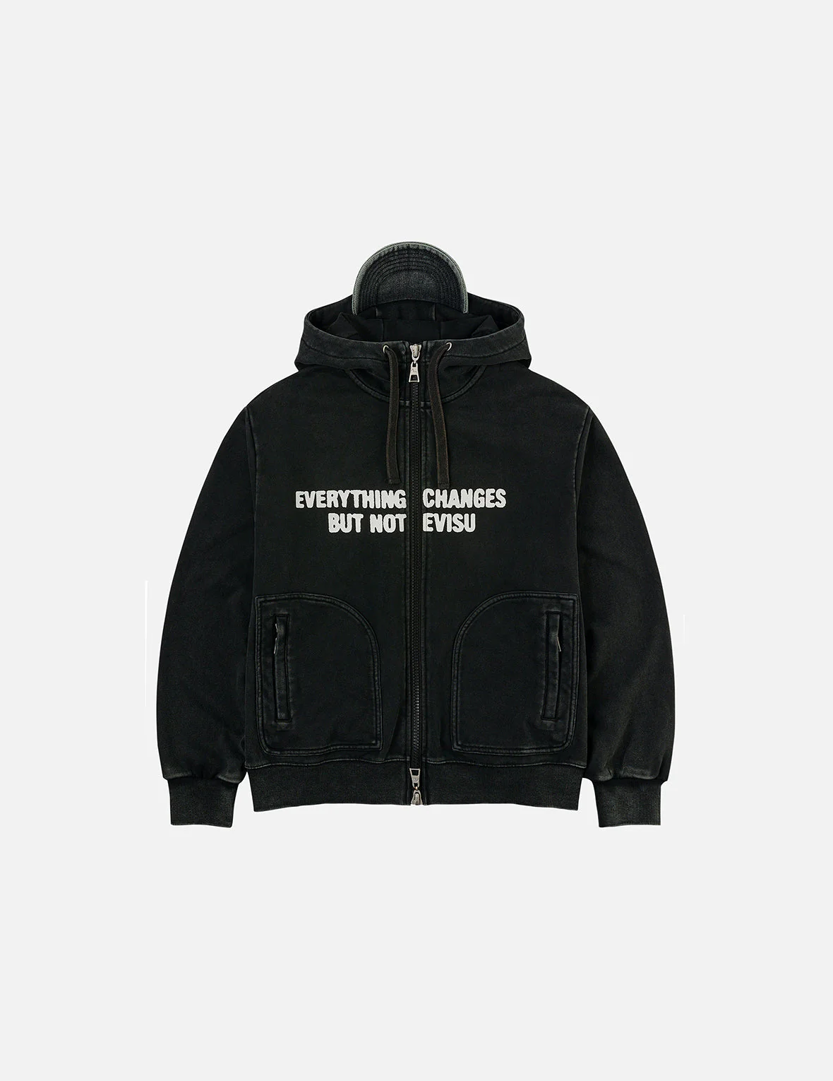 Slogan Print Oversized with Cap Hooded Jacket - Image 3
