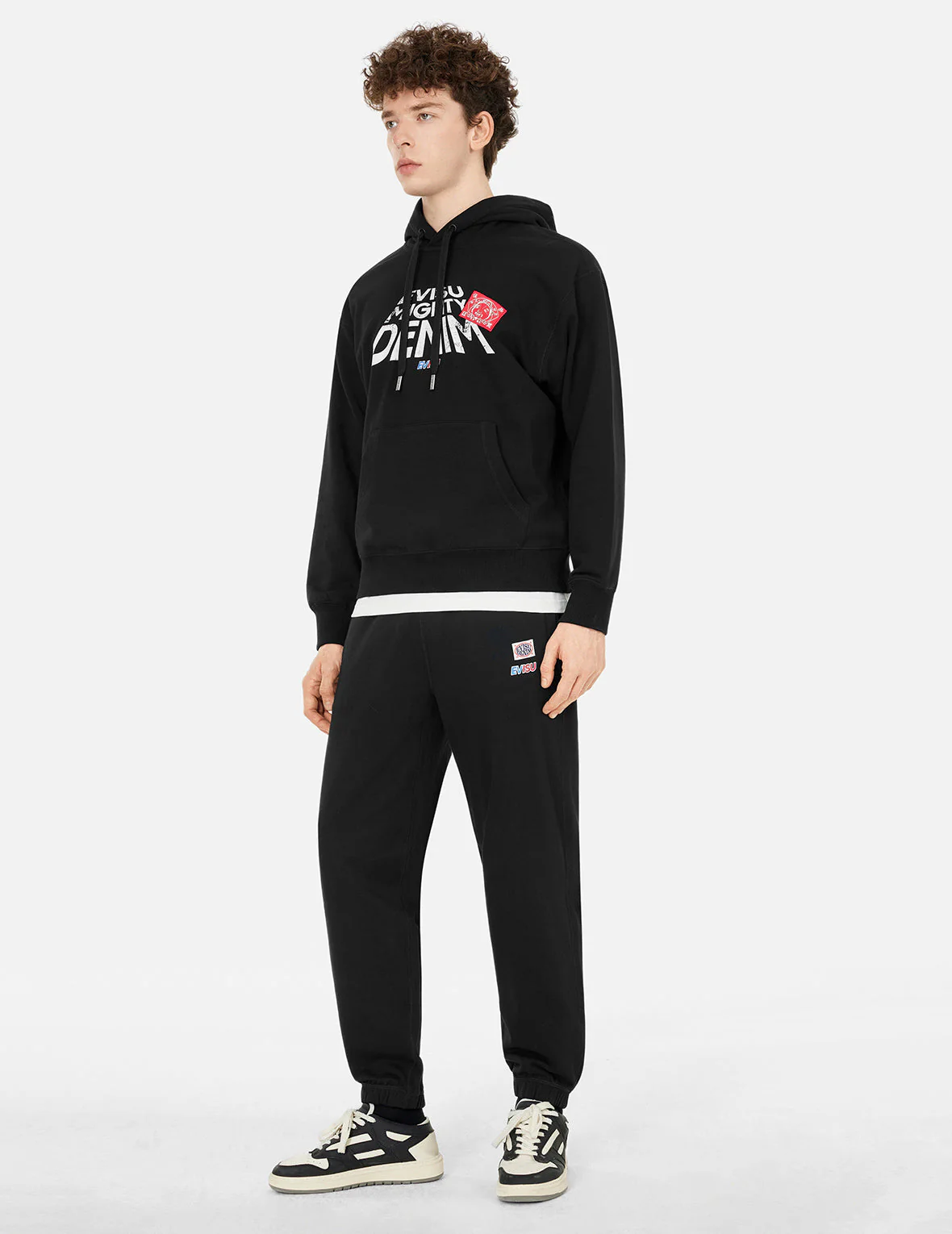 Slogan Print with Godhead Patch Embroidery Relax Fit Hoodie - Image 5