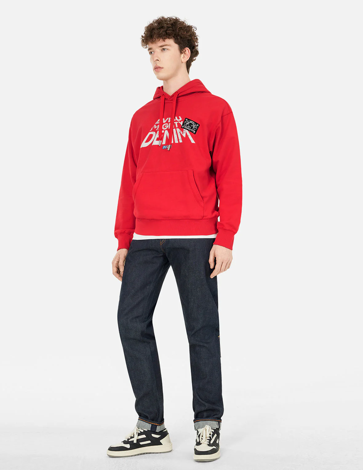 Slogan Print with Godhead Patch Embroidery Relax Fit Hoodie - Image 6
