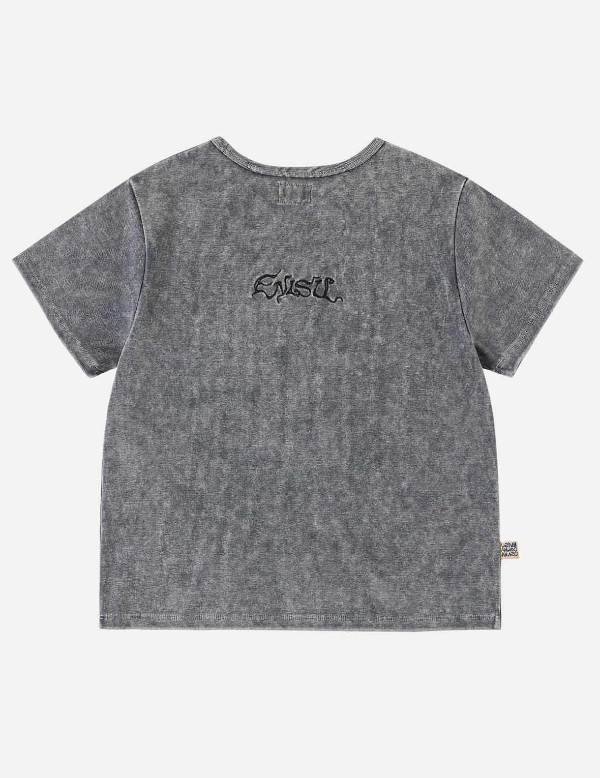 Slogan Seagull Embroidery Oil Wash T-shirt - Image 4