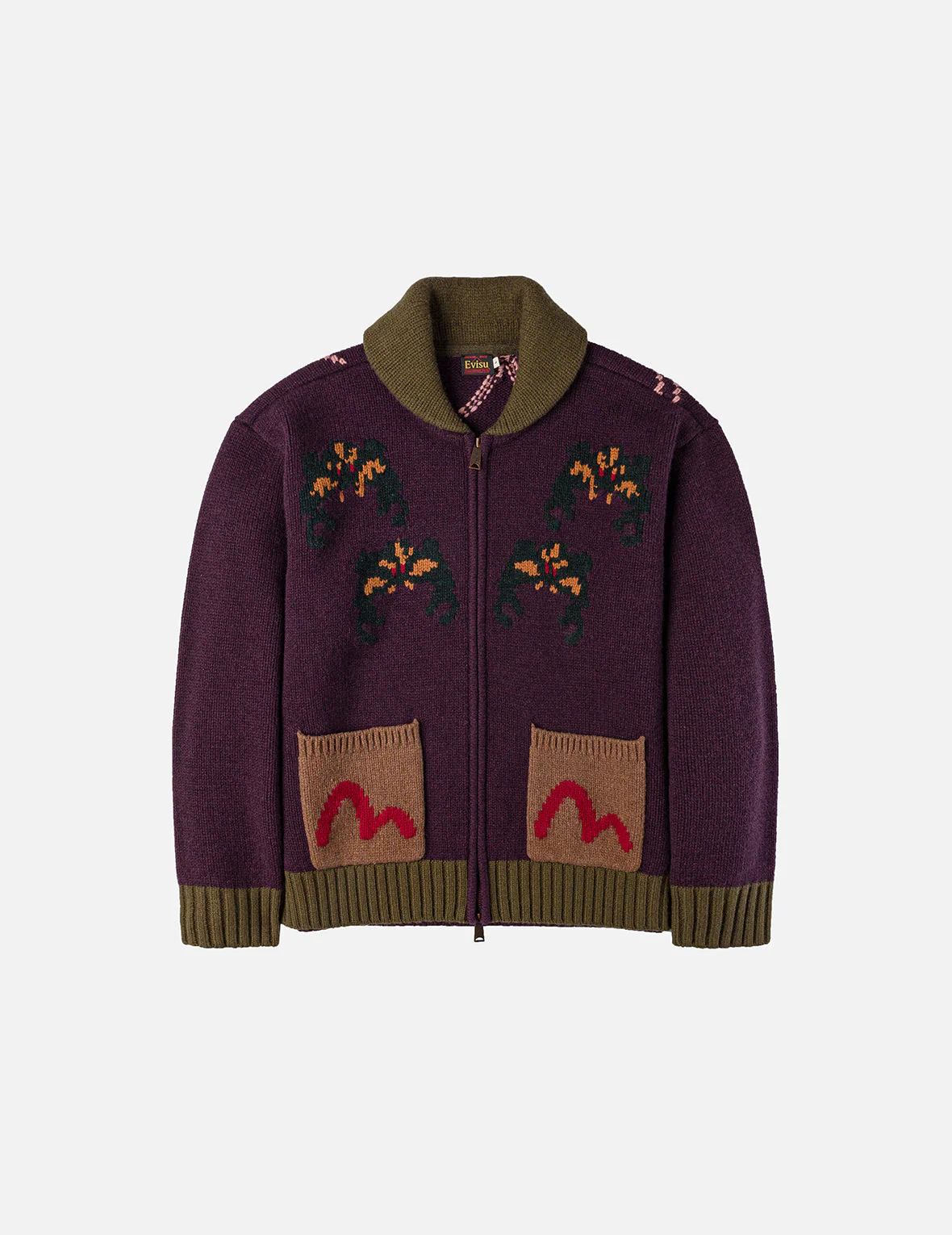 Spiders and Seagull Intarsia Knit Relax Fit Cowichan Sweater - Image 3