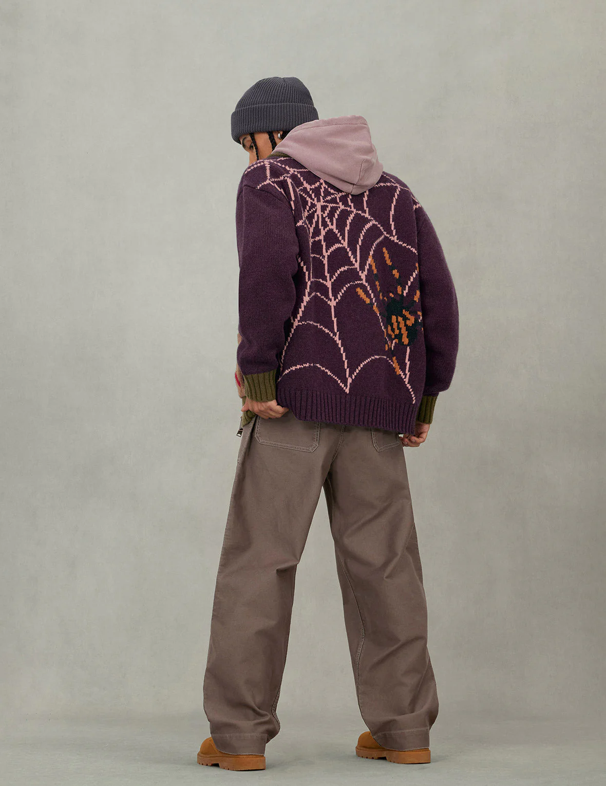 Spiders and Seagull Intarsia Knit Relax Fit Cowichan Sweater - Image 6