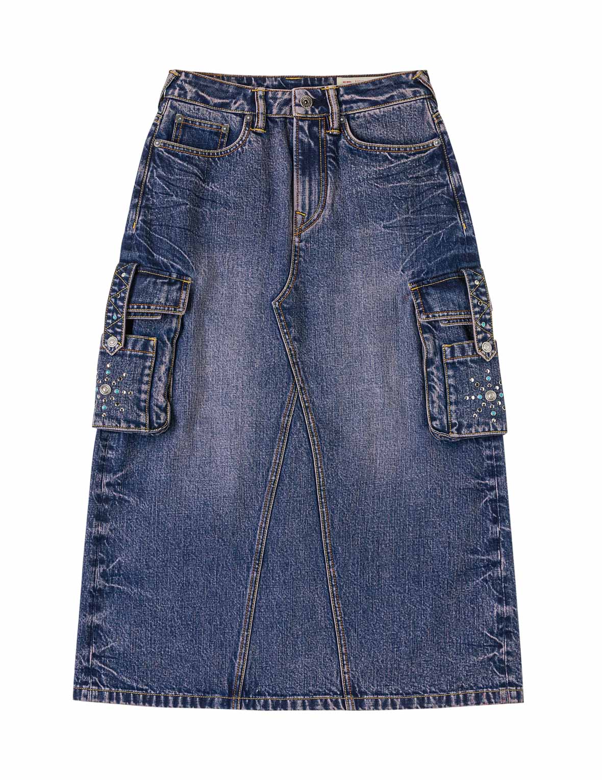 Studded Denim Cargo Skirt - Image 2