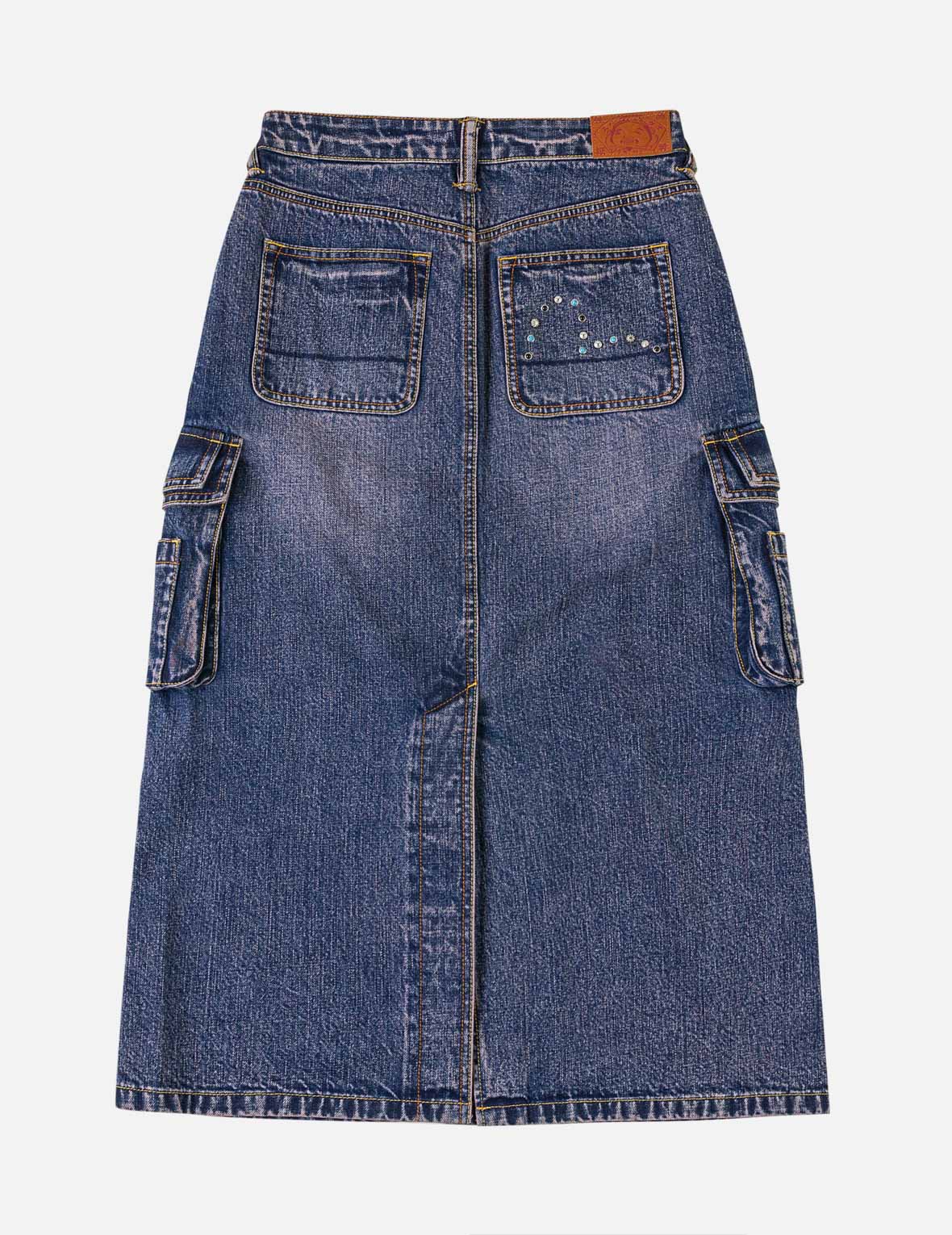 Studded Denim Cargo Skirt - Image 3