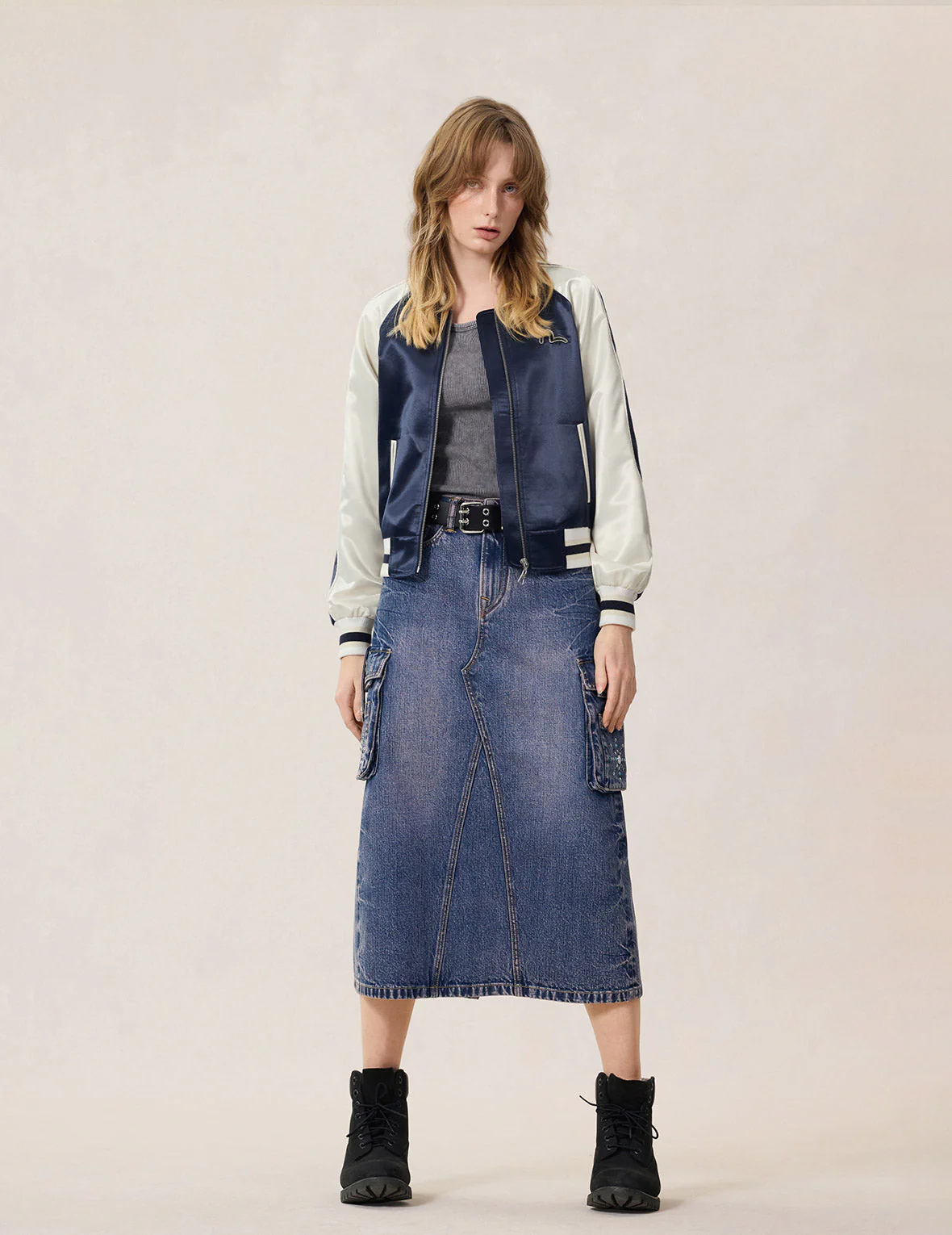 Studded Denim Cargo Skirt - Image 7